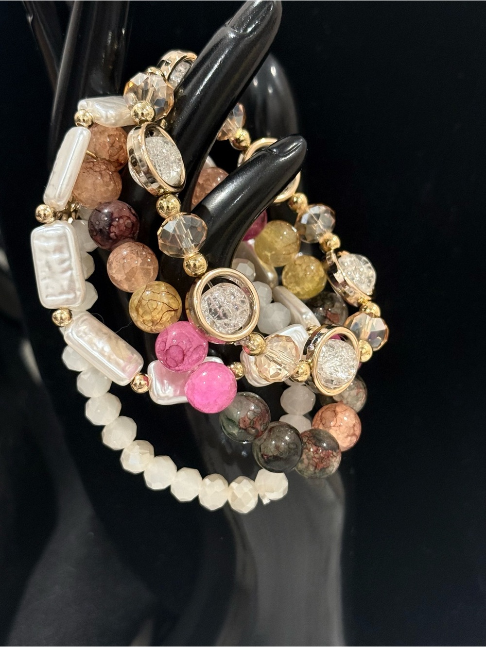 Mixed set (4) Bead Stretch Bracelet